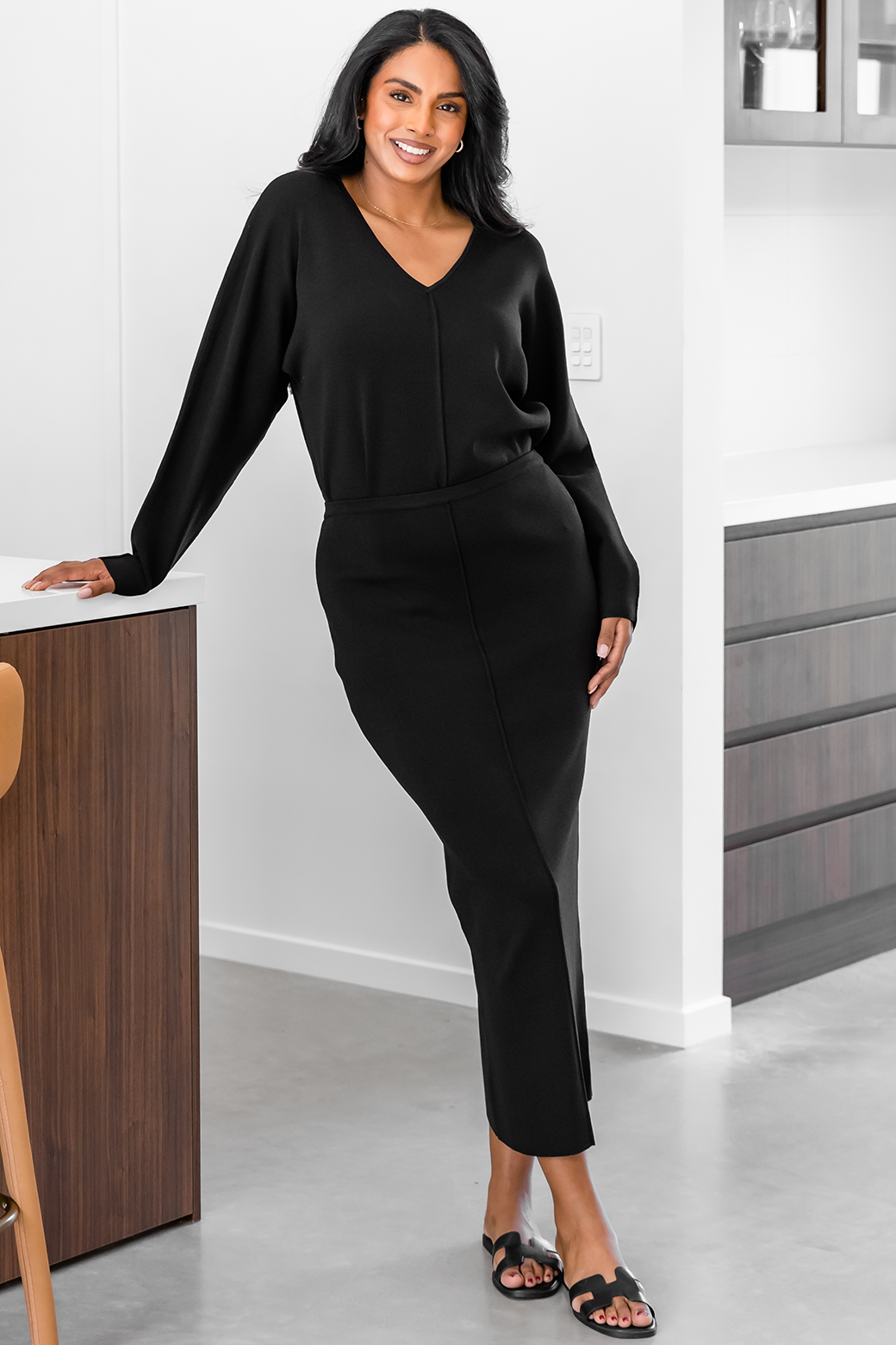 Plus size black knit skirt best sale