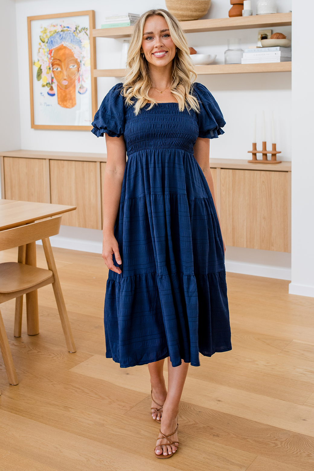 Navy blue on sale with orange dress