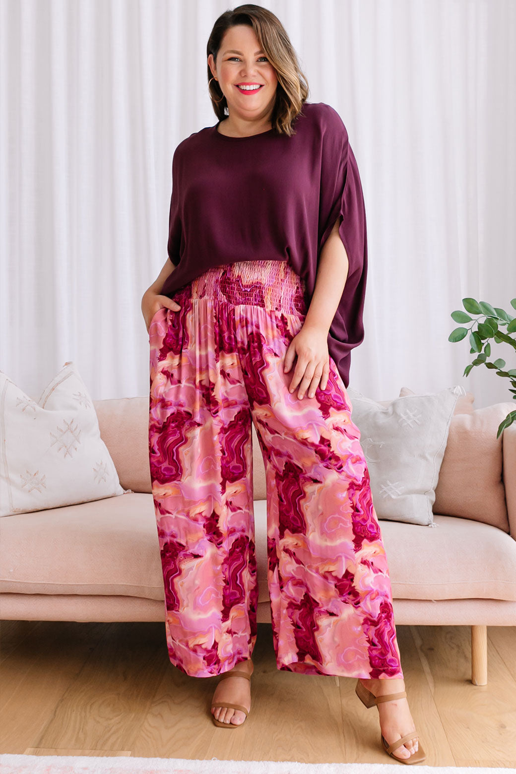 Sass Remy Relaxed Pant Berry Marble Print  Orange Sherbet – Orange Sherbet  Boutique