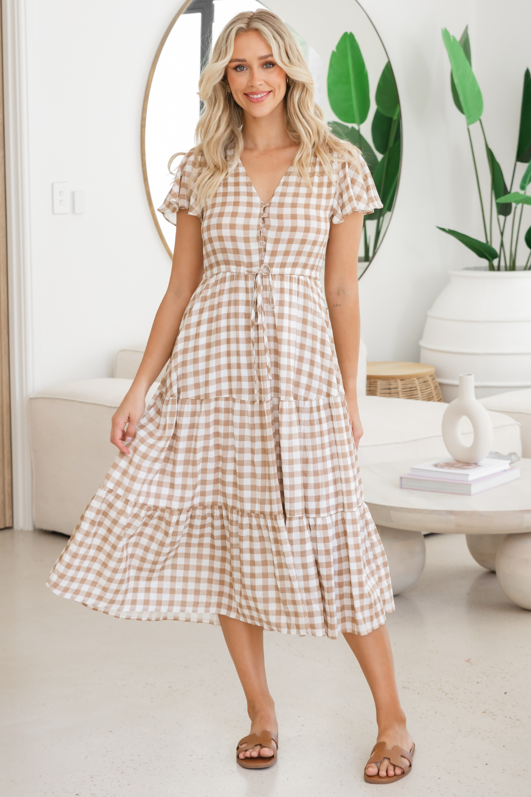 Gingham midi dress hotsell