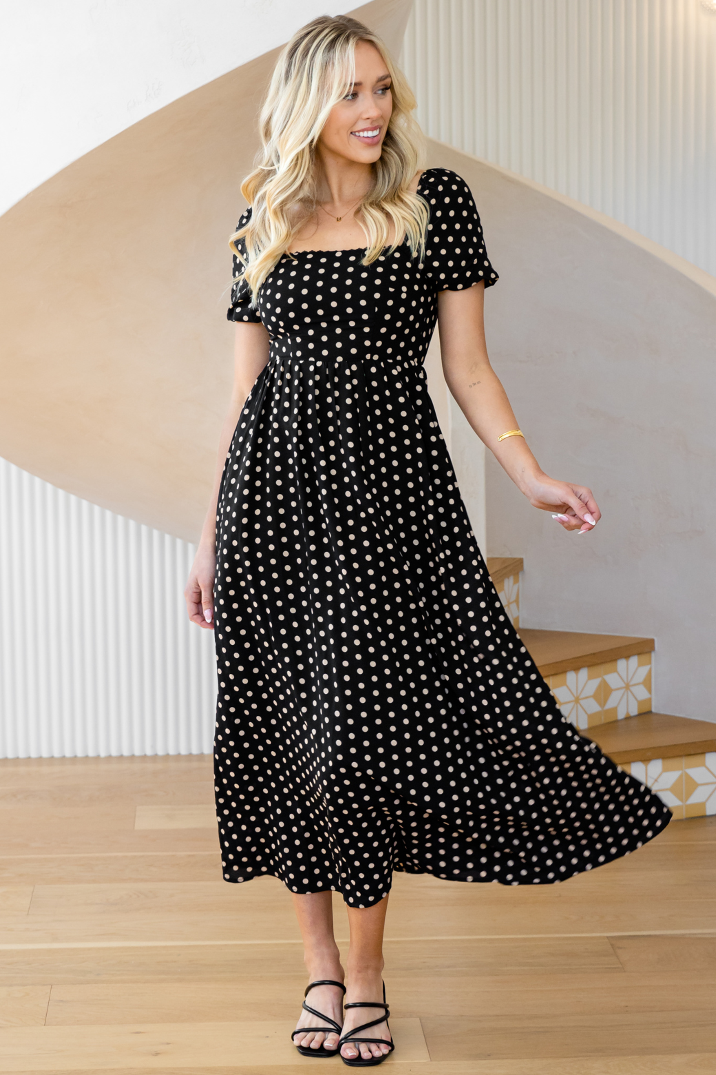 Black spot maxi shops dress