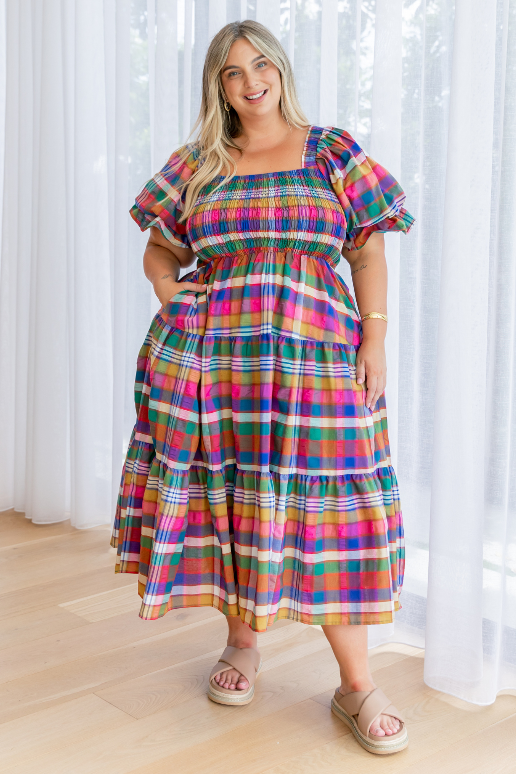 Shiloh Midi Dress Colourful Lachlan Check