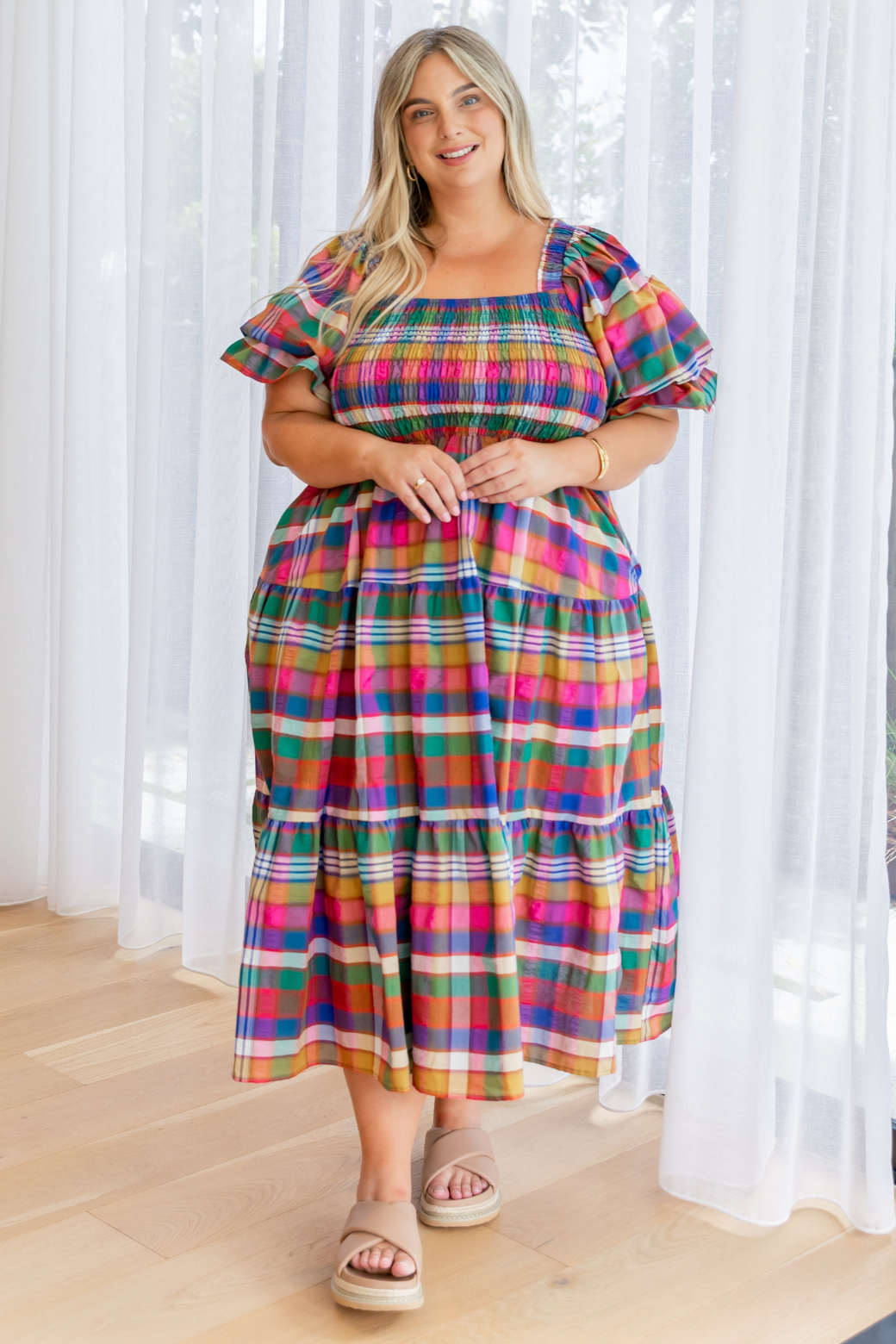 Shiloh Midi Dress Colourful Lachlan Check