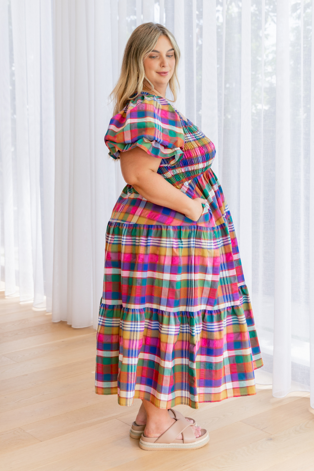 Shiloh Midi Dress Colourful Lachlan Check