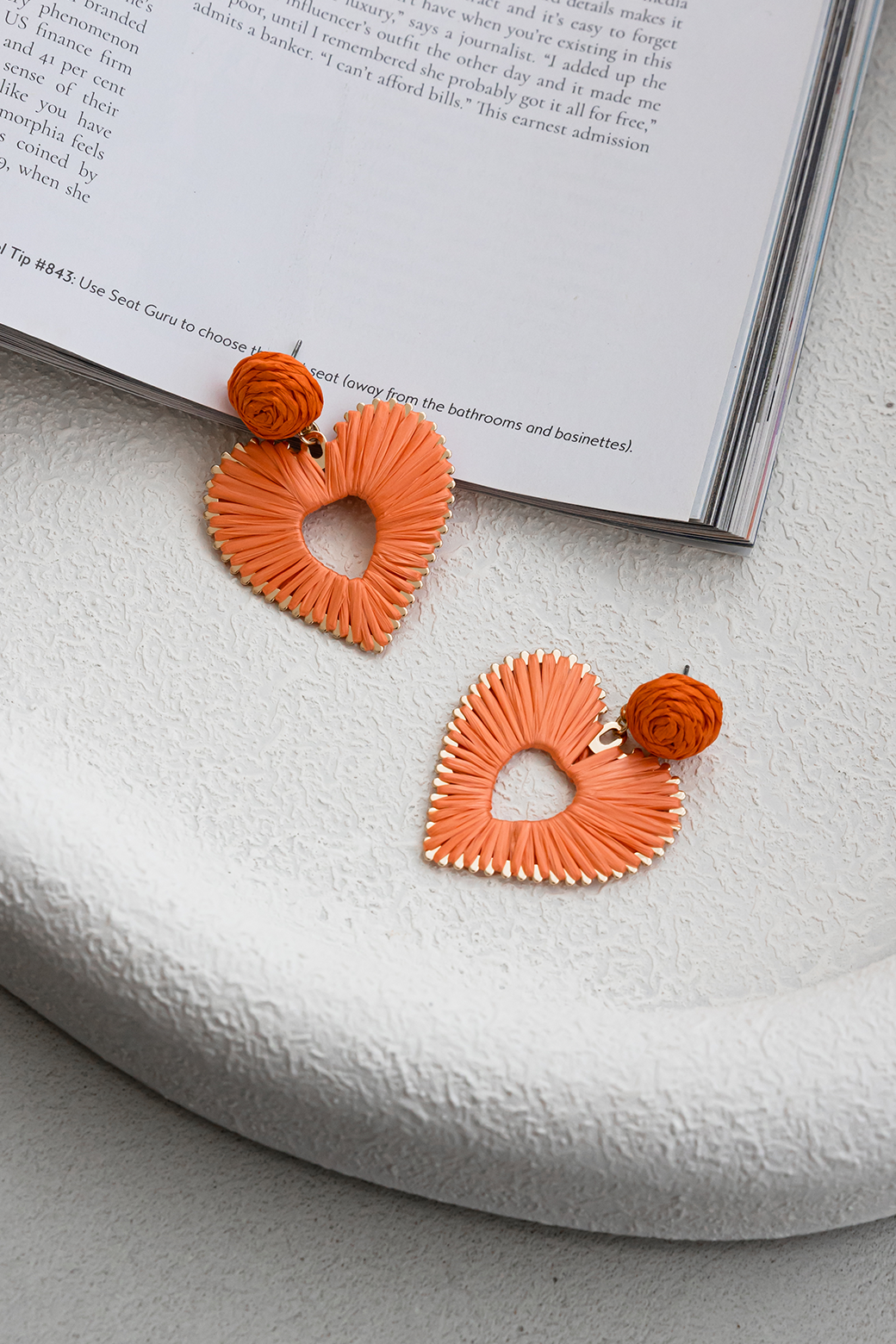 Orange Sherbet Statement Heart Earring Orange