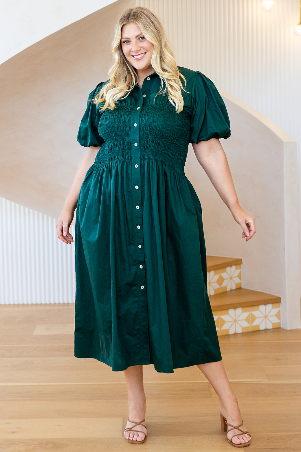 Samantha Midi Dress Dark Emerald