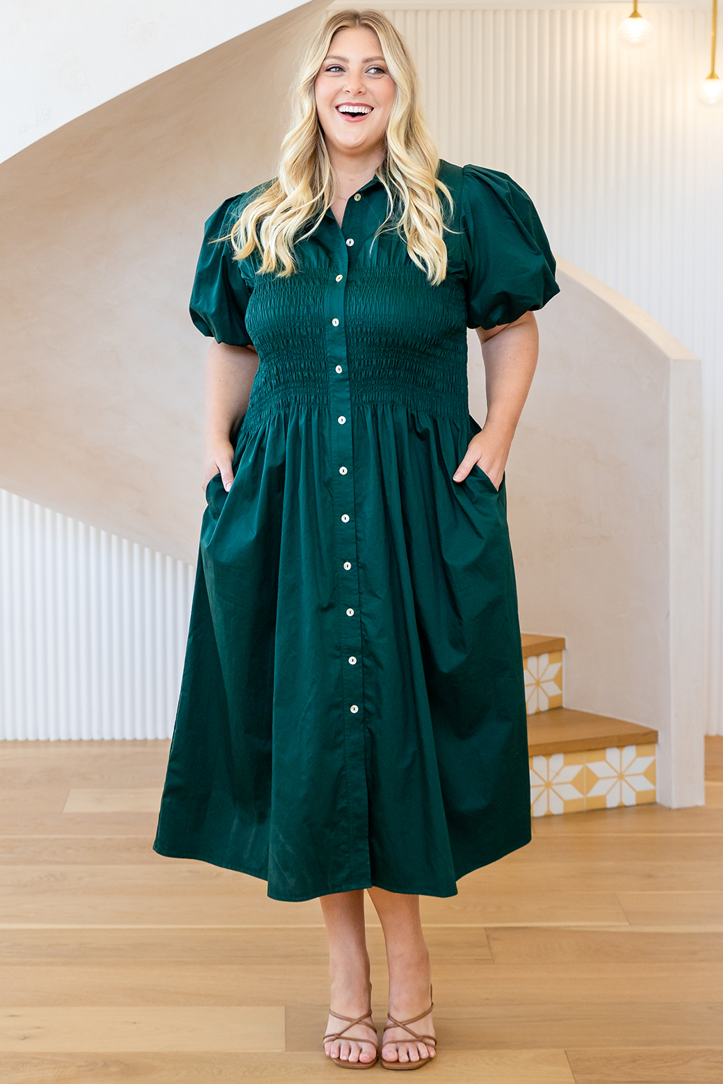 Samantha Midi Dress Dark Emerald