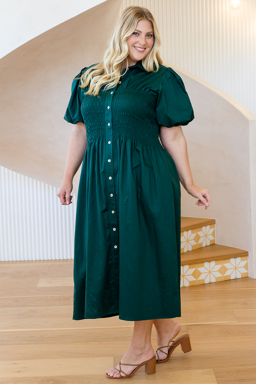 Samantha Midi Dress Dark Emerald