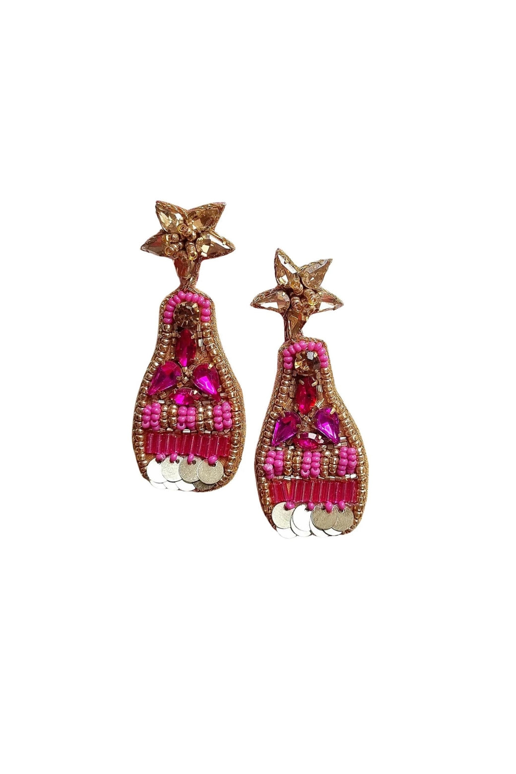 Zoda Beaded Raffia Earring Pink Multi