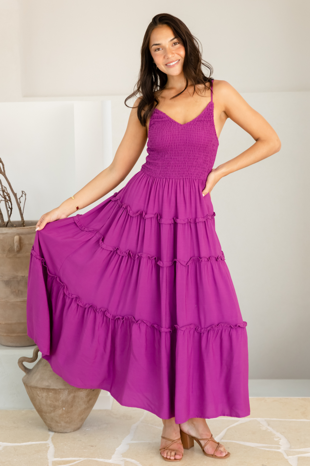 Austen Shirred Maxi Dress Orchid