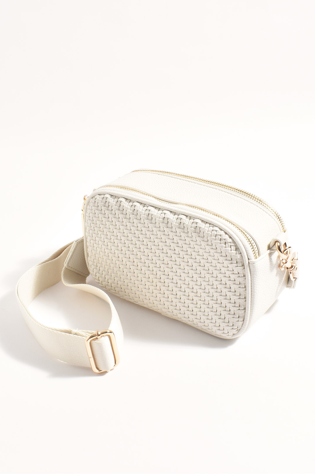 Adorne Percy Weave Crossbody Bag Cream