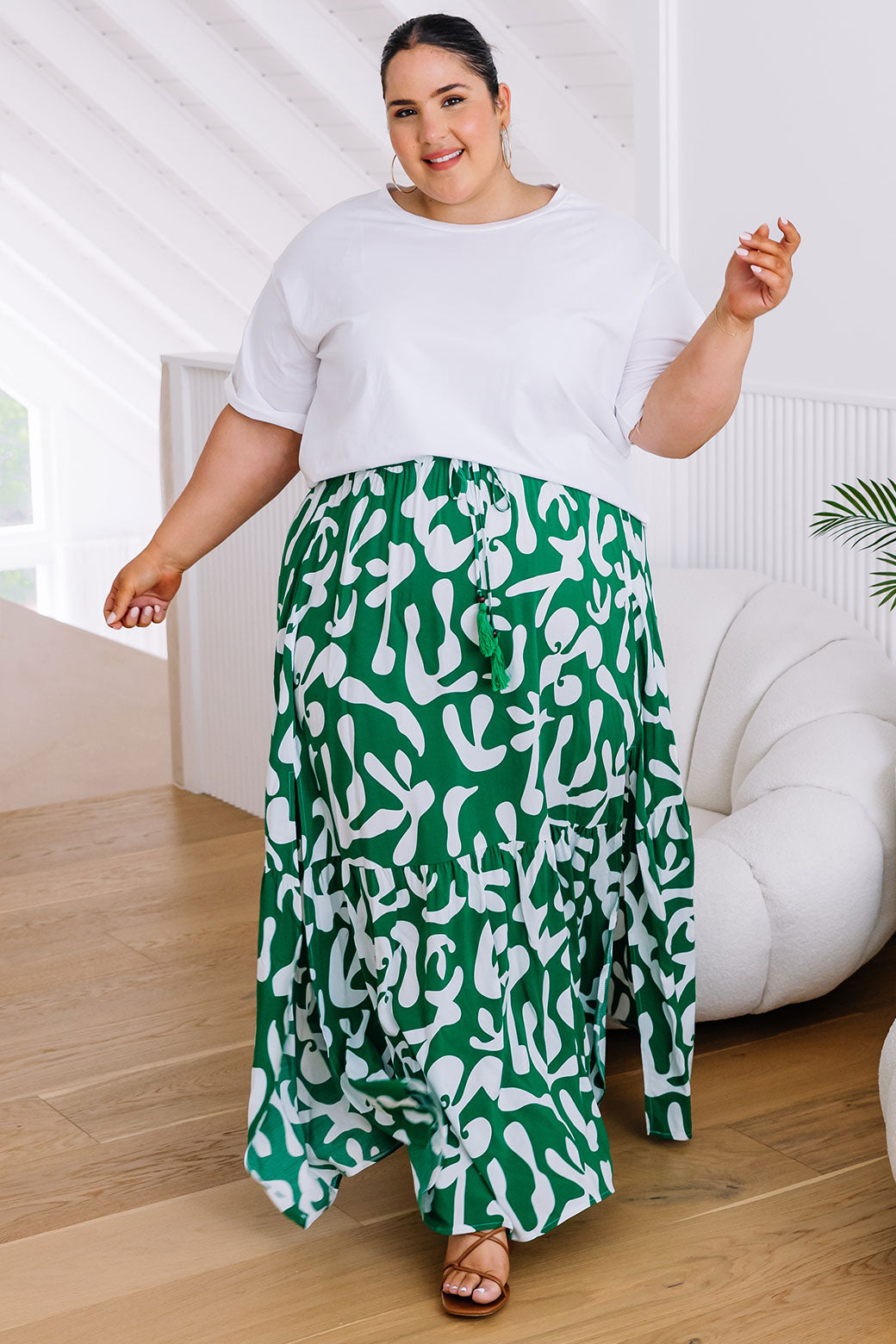 Green maxi hotsell skirt plus size