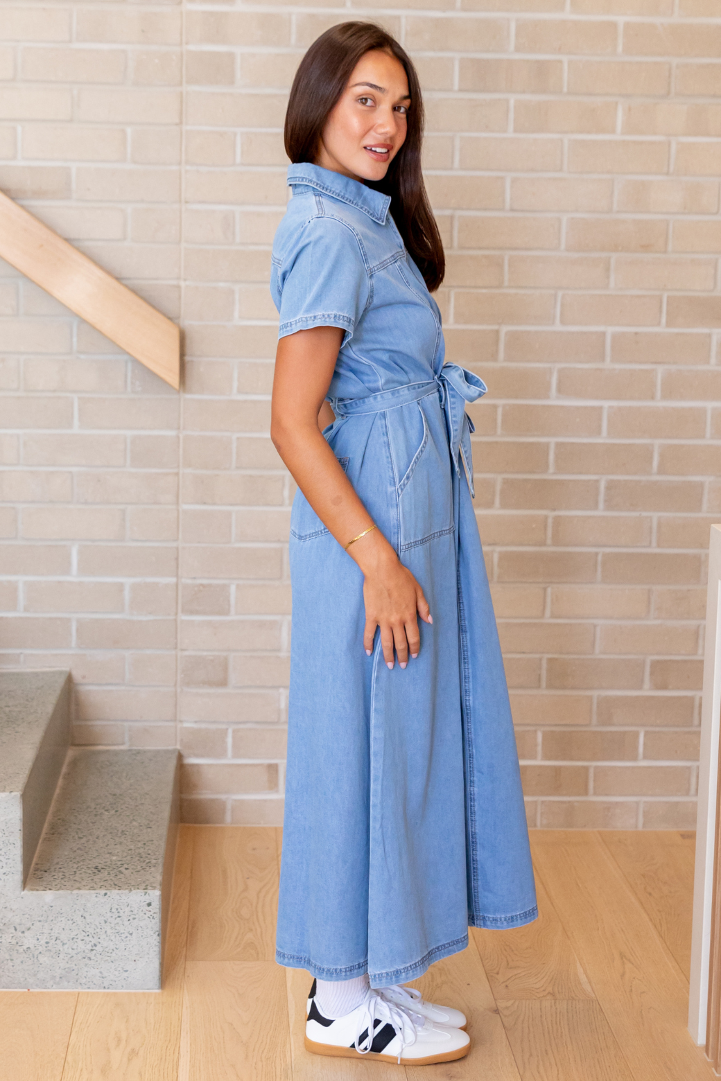 Allison Maxi Denim Dress Washed Blue