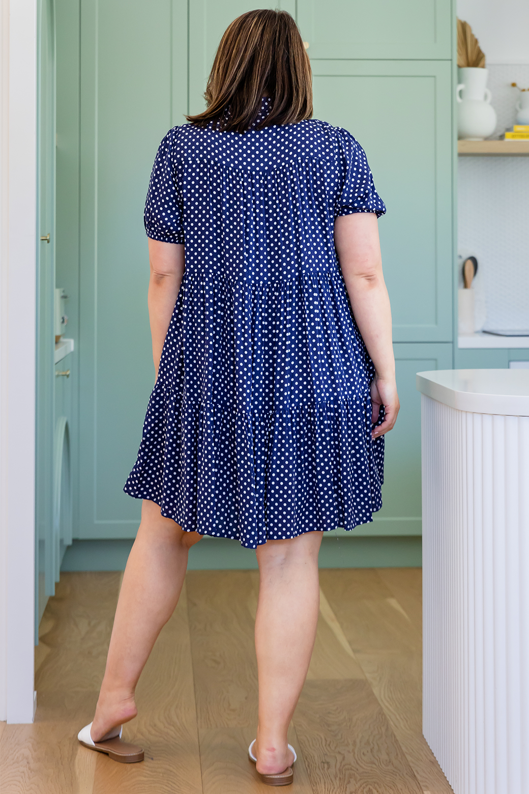 Anderson Dress Navy White Mini Spot