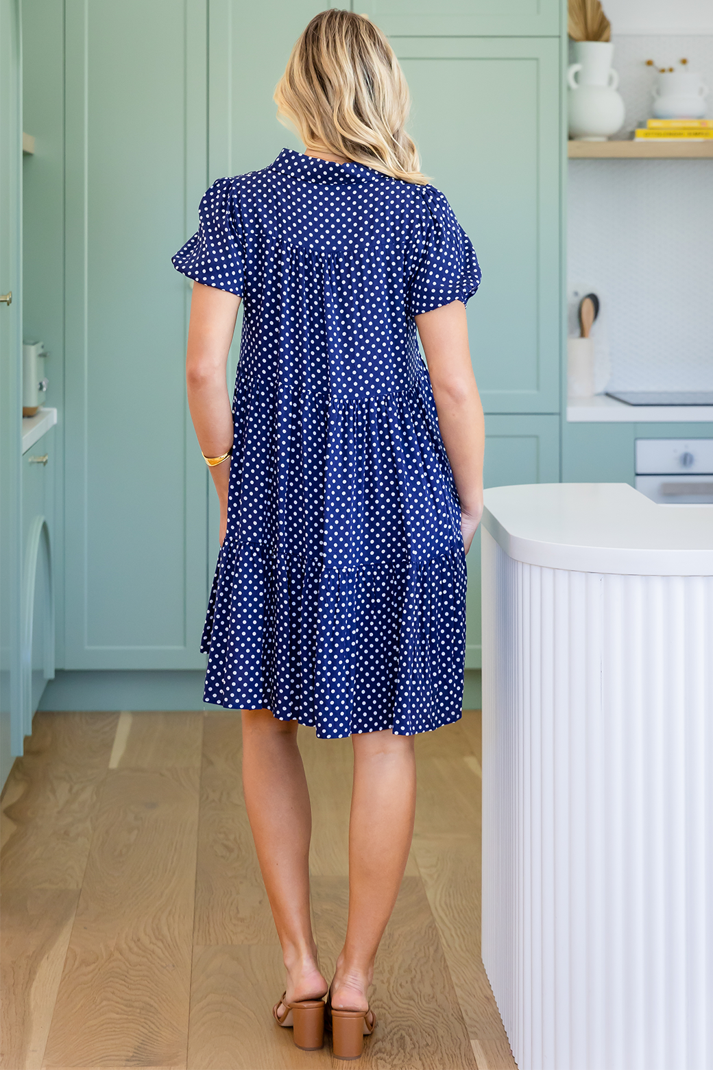 Anderson Dress Navy White Mini Spot