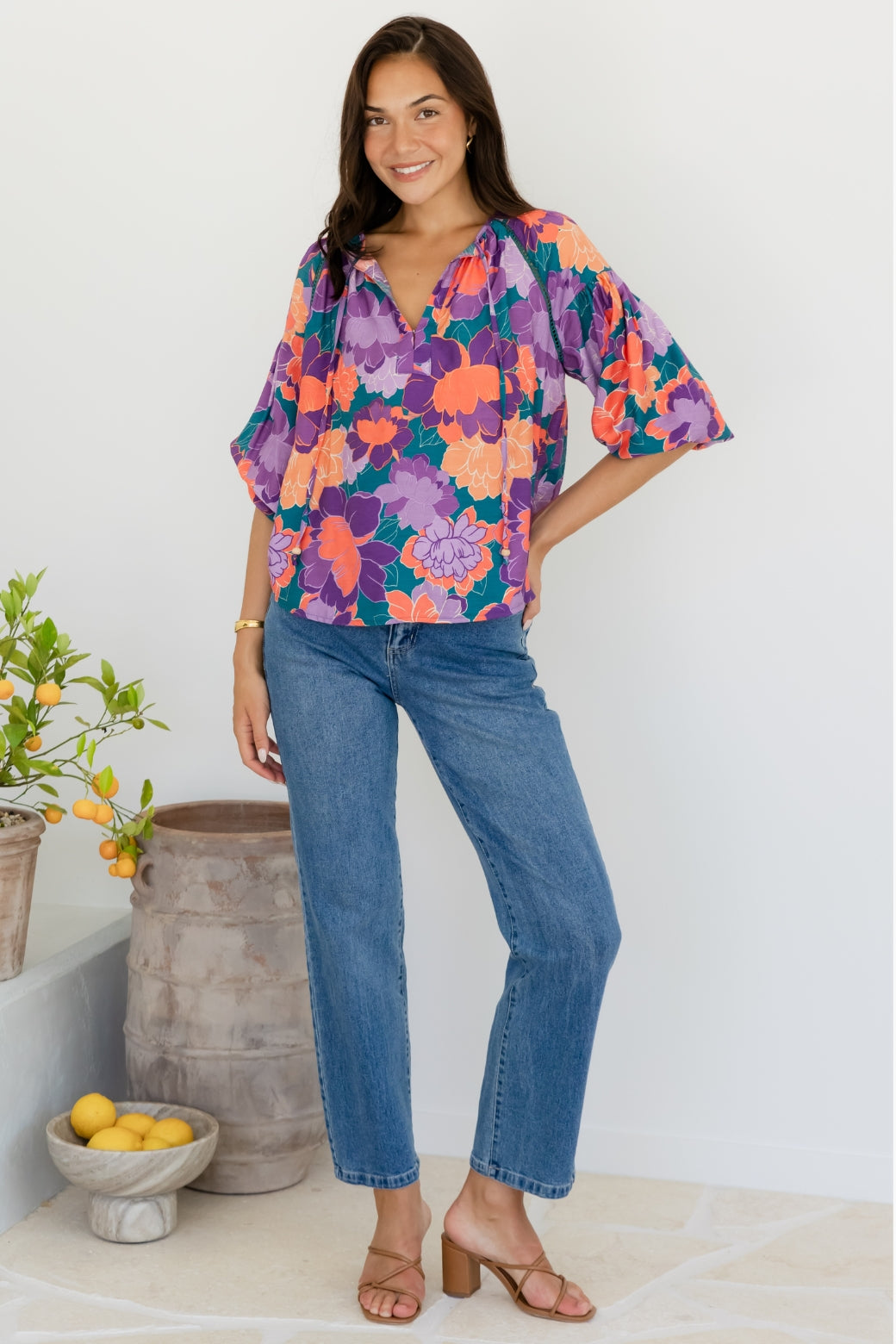 Angela Blouse Milan Floral Print