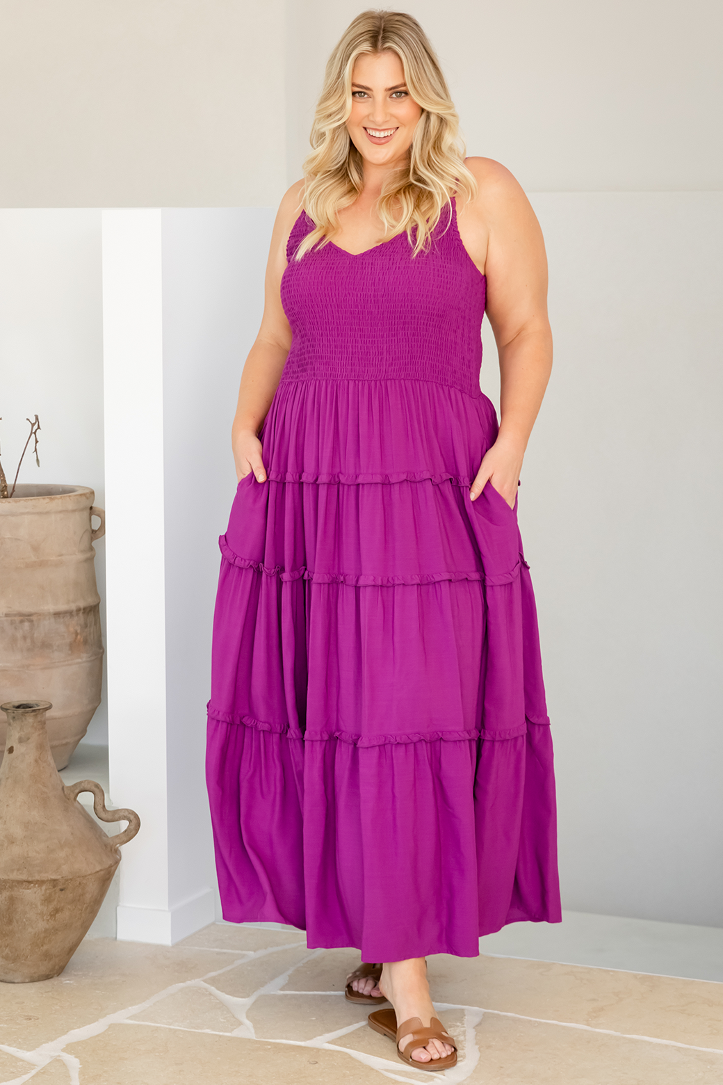 Austen Shirred Maxi Dress Orchid