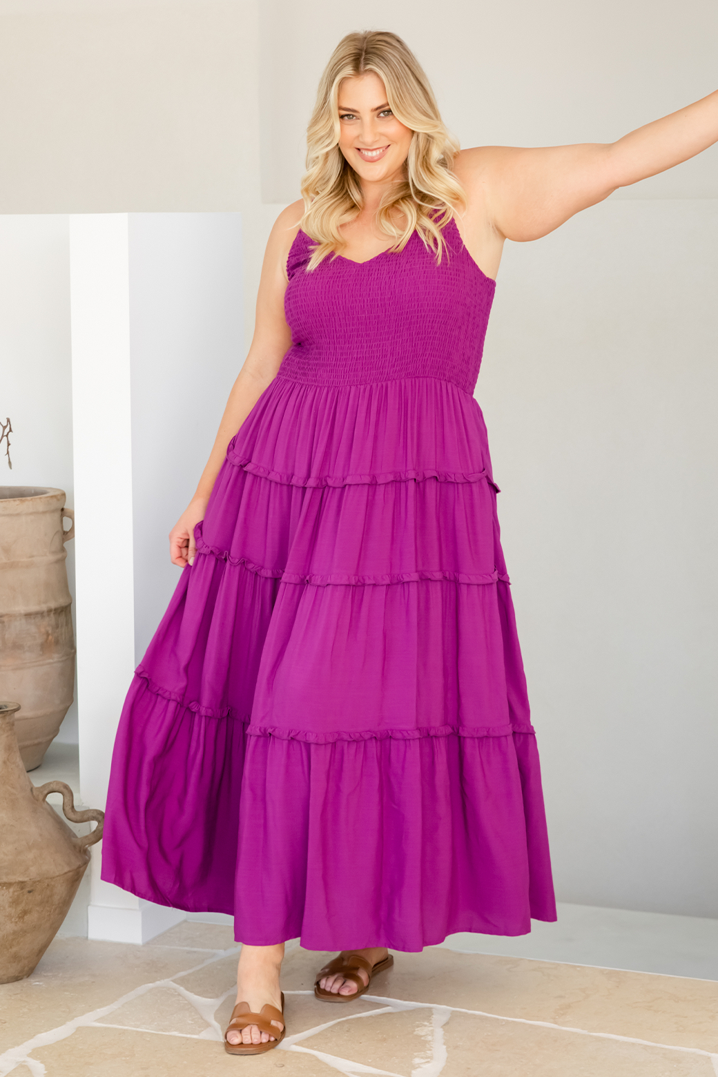 Austen Shirred Maxi Dress Orchid