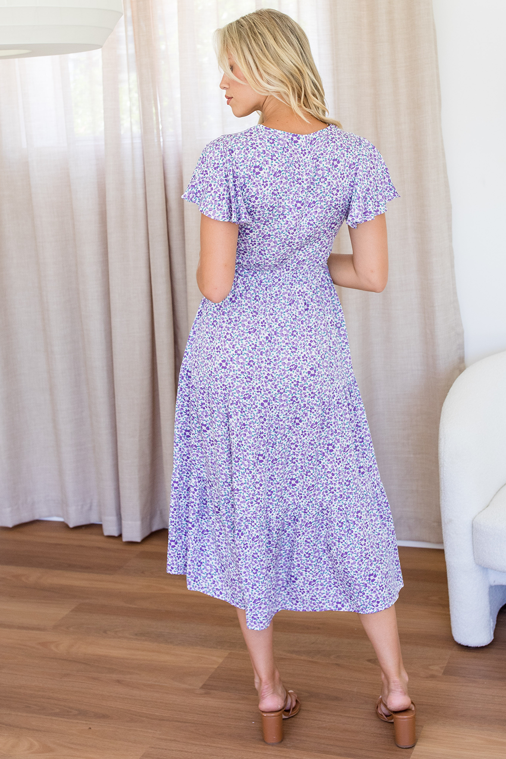 Bonnie Midi Dress Purple Ditsy