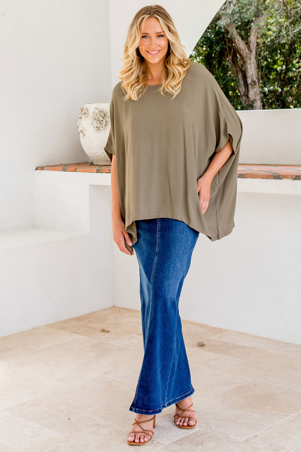 Brodie Drape Top Khaki Orange Sherbet Orange Sherbet Boutique