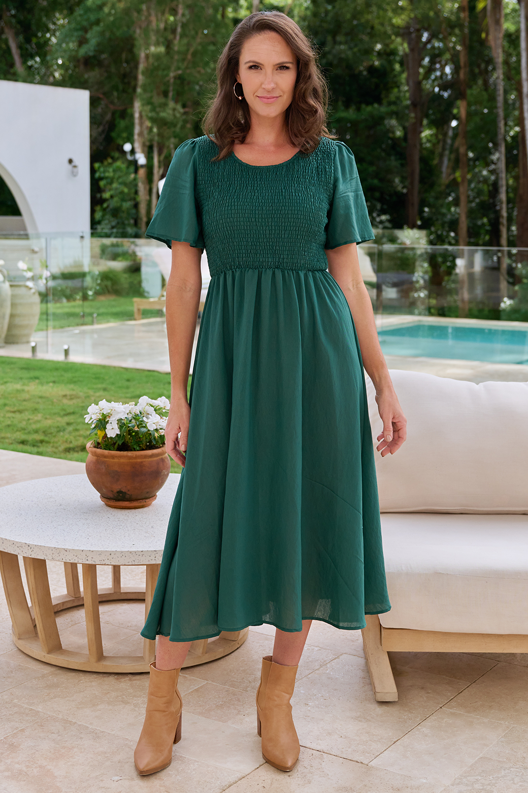 Candace Midi Dress Forest Green