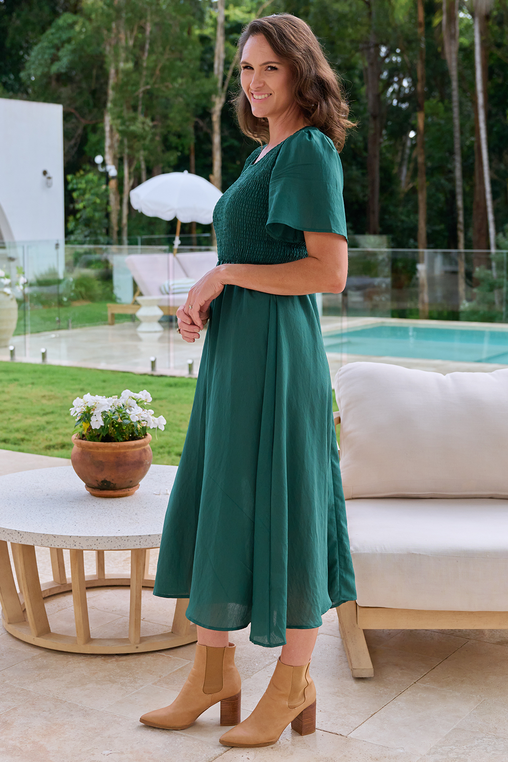 Candace Midi Dress Forest Green