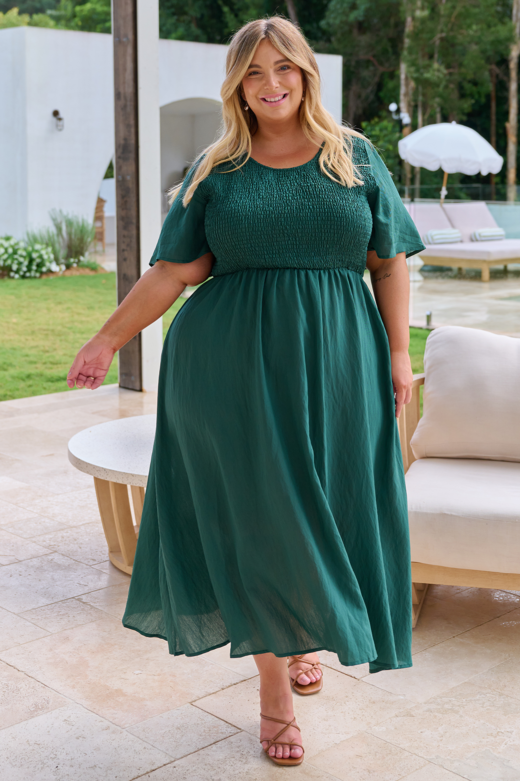 Candace Midi Dress Forest Green