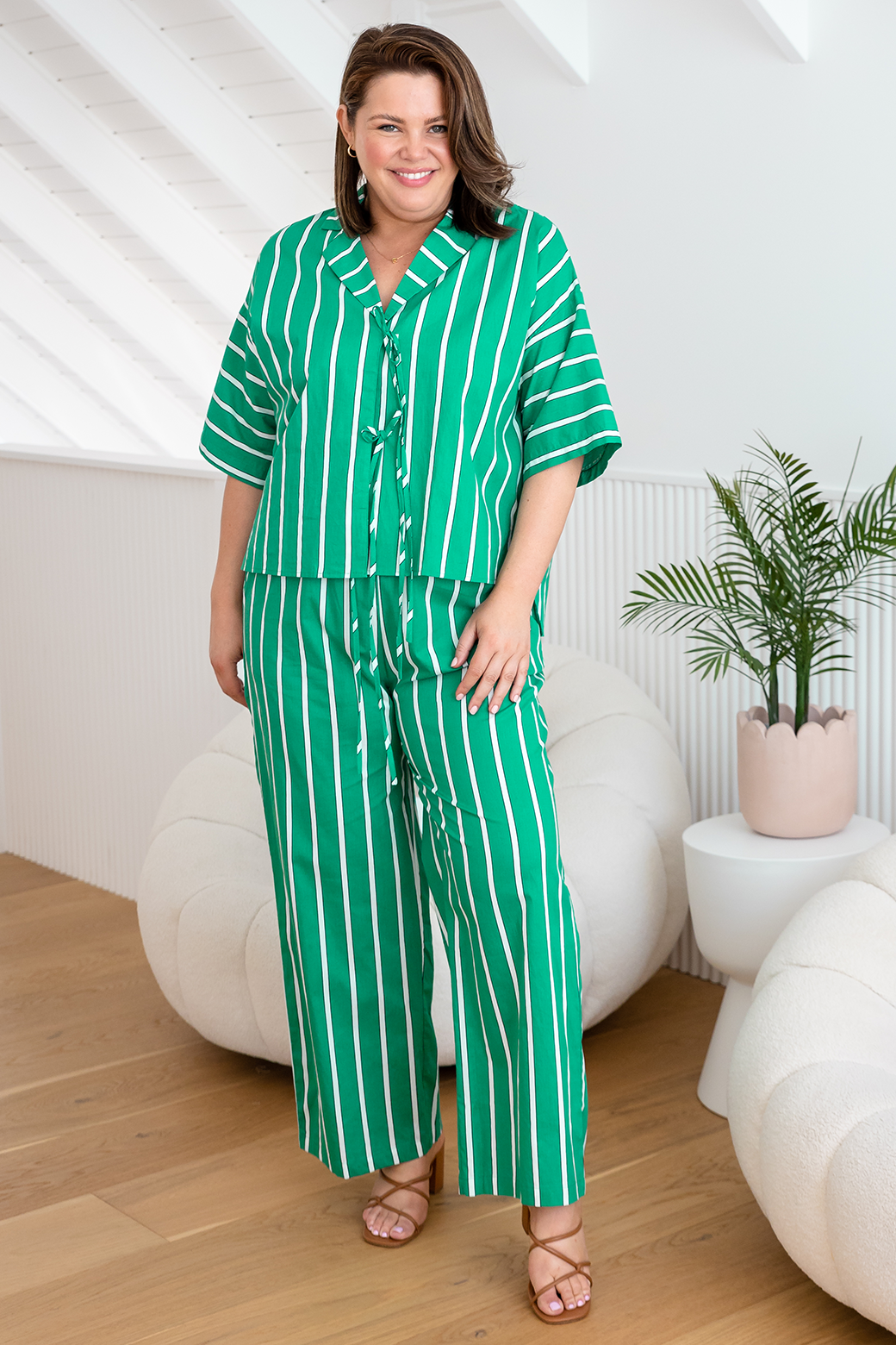 Cinco Pants Green Stripe