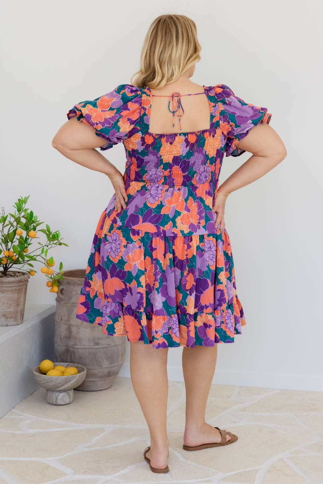 Ellie Shirred Dress Milan Floral Print