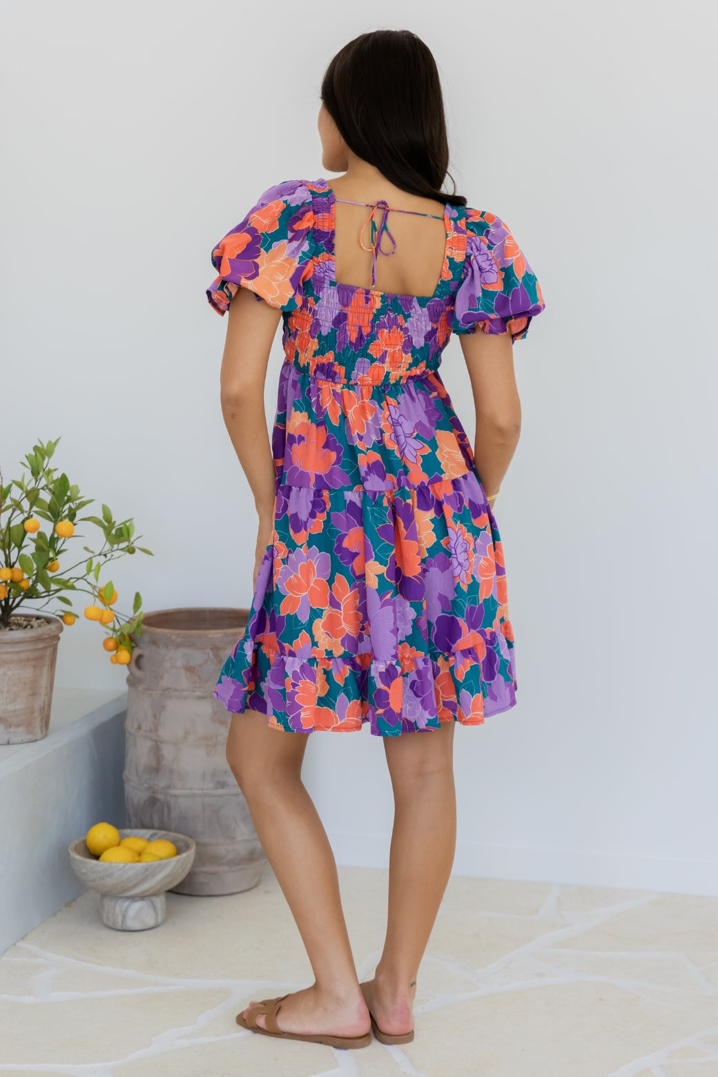 Ellie Shirred Dress Milan Floral Print