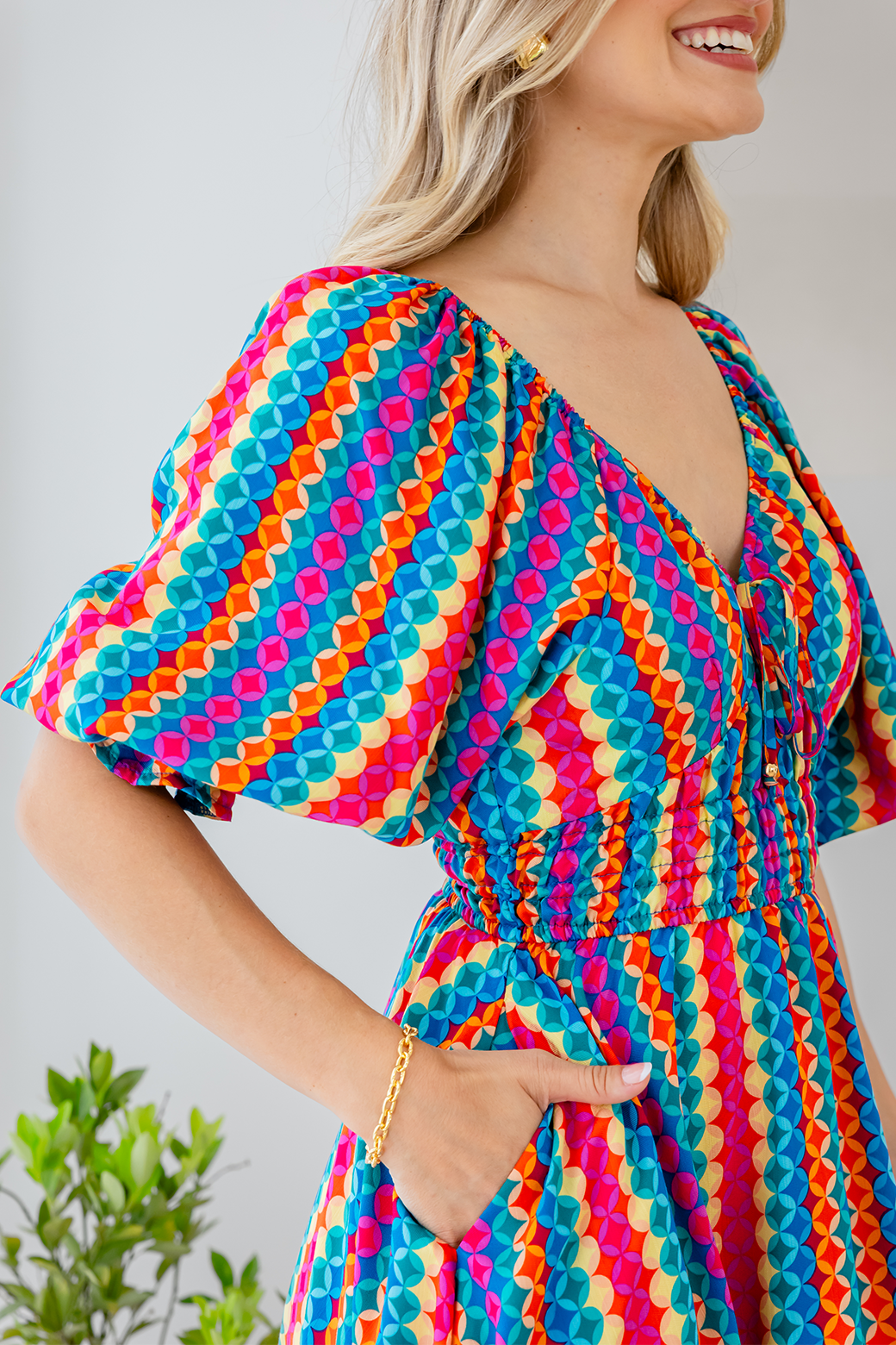 Elodie Dress Bright Geo Print