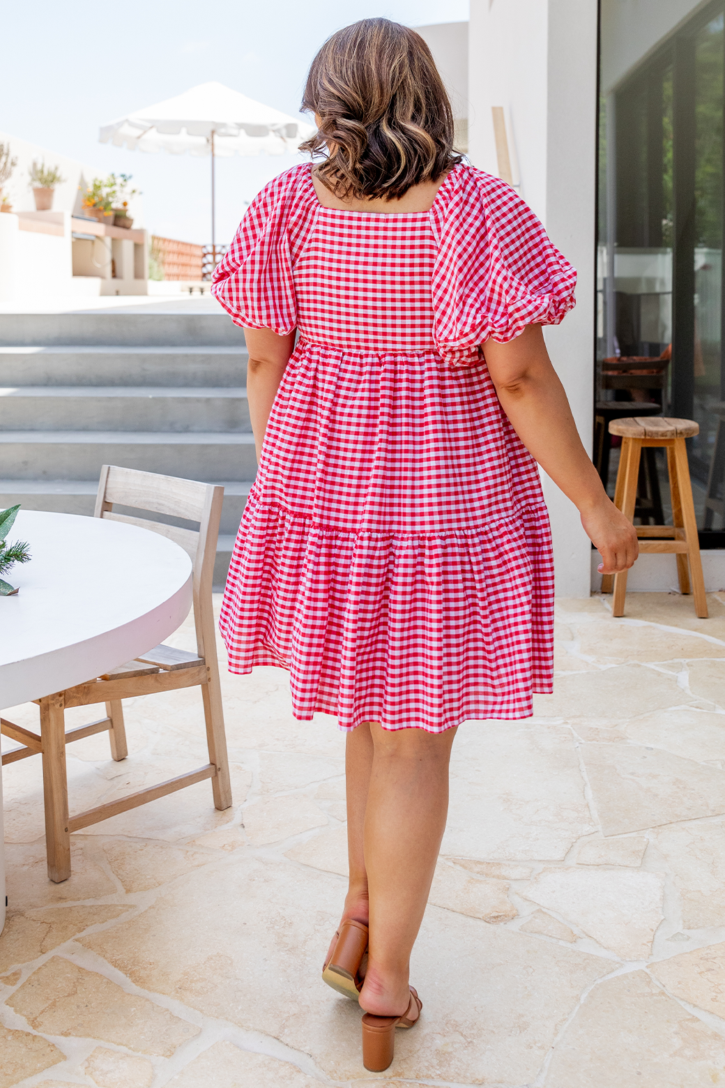 Felicity Puff Sleeve Dress Red Gingham