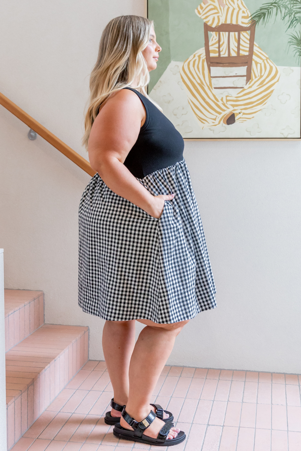 Hadley Tank Mini Dress Black Gingham