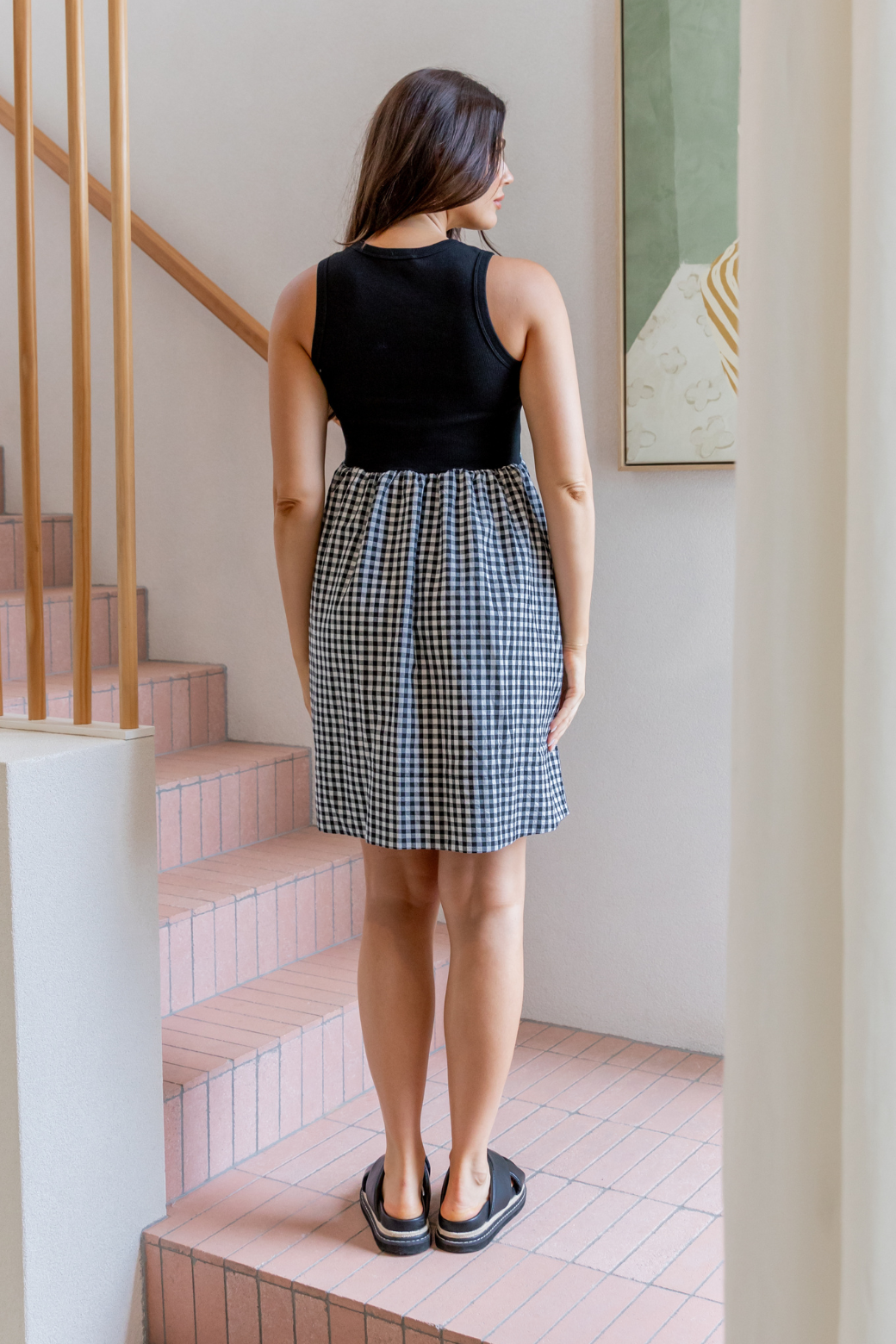 Hadley Tank Mini Dress Black Gingham