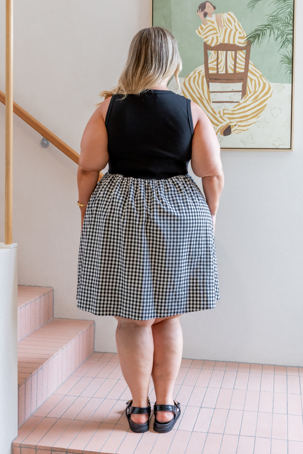 Hadley Tank Mini Dress Black Gingham