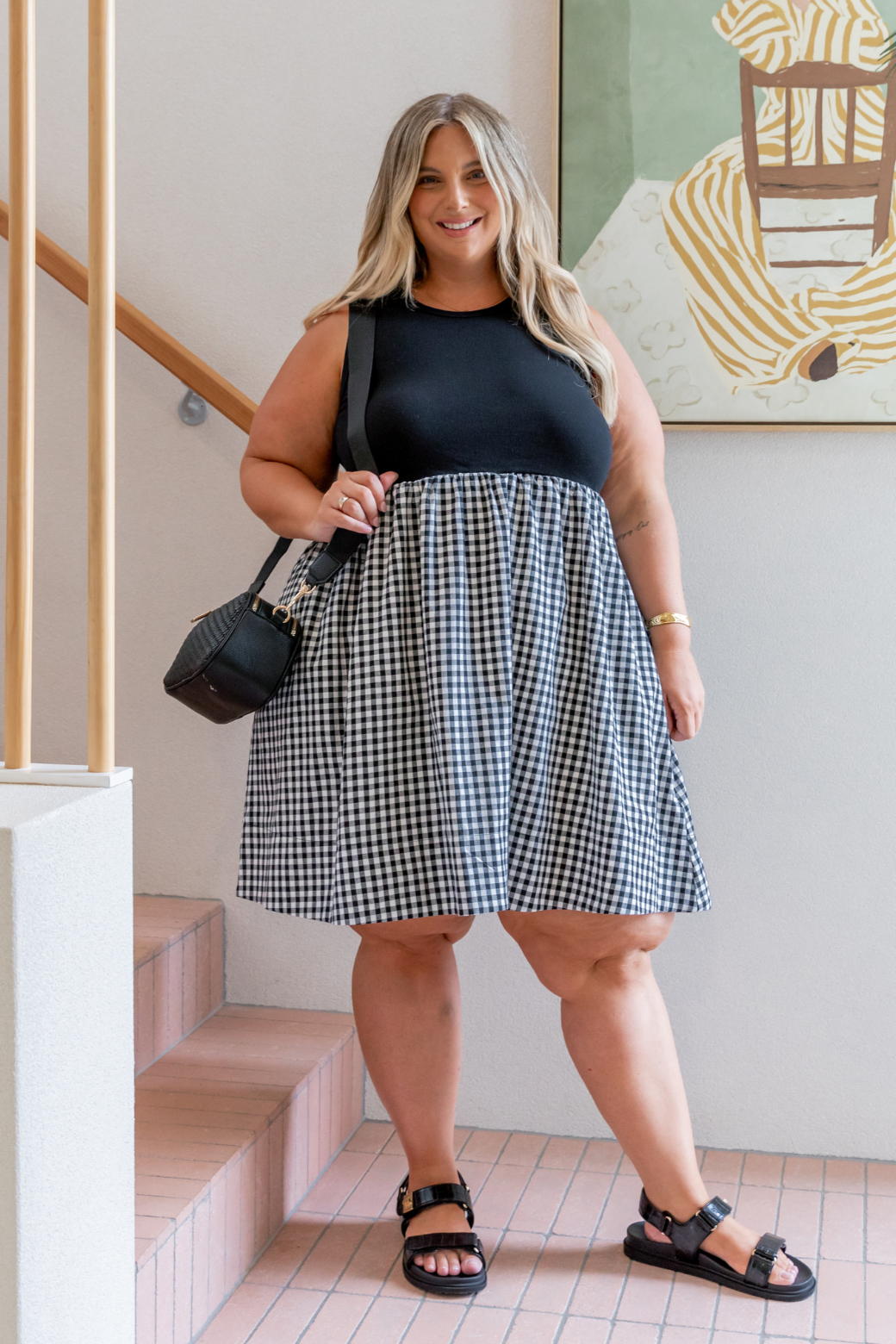 Hadley Tank Mini Dress Black Gingham