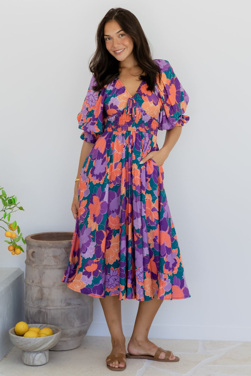 Jade Midi Dress Milan Floral Print