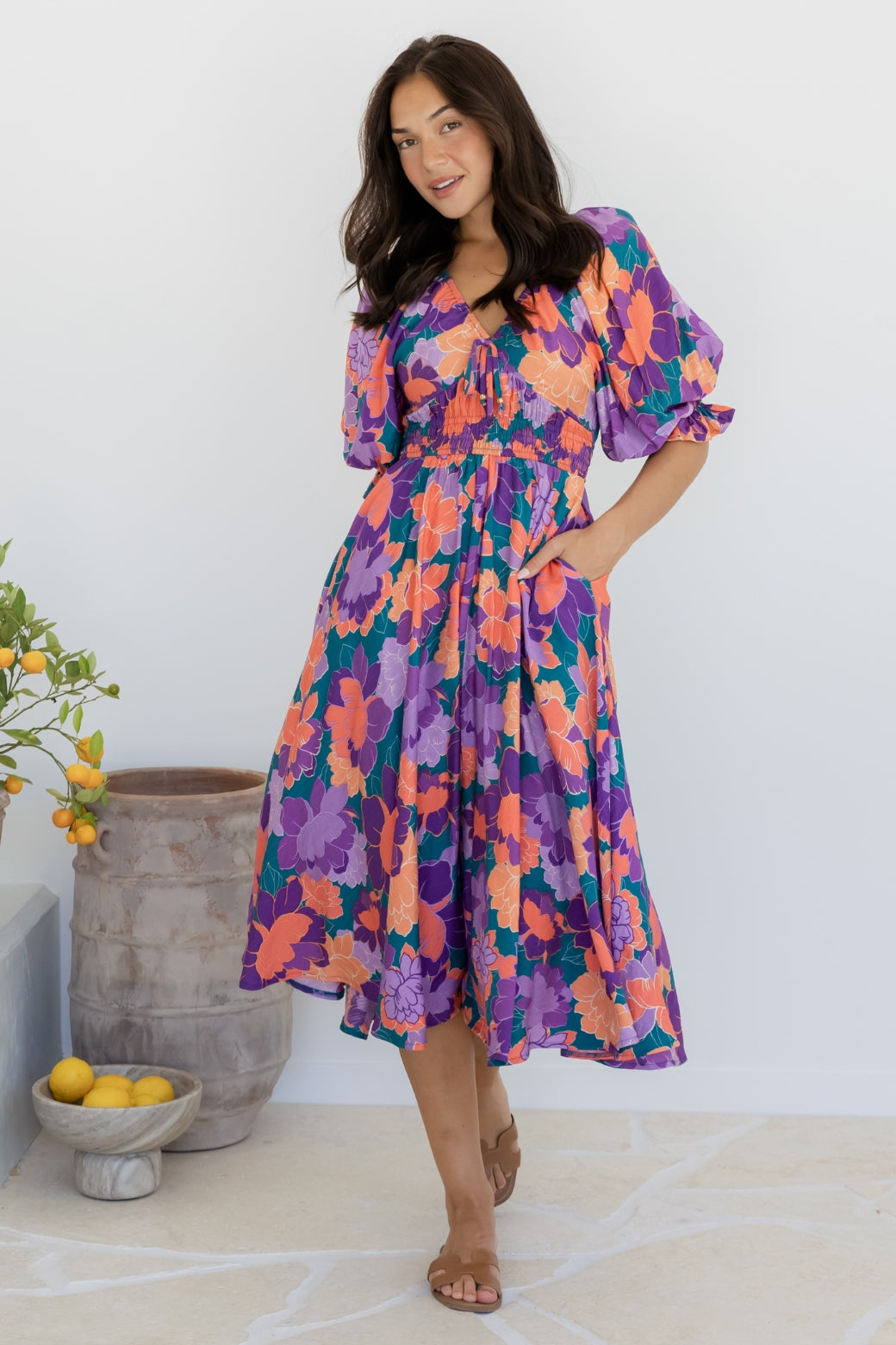 Jade Midi Dress Milan Floral Print