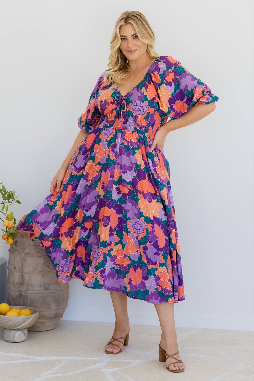 Jade Midi Dress Milan Floral Print