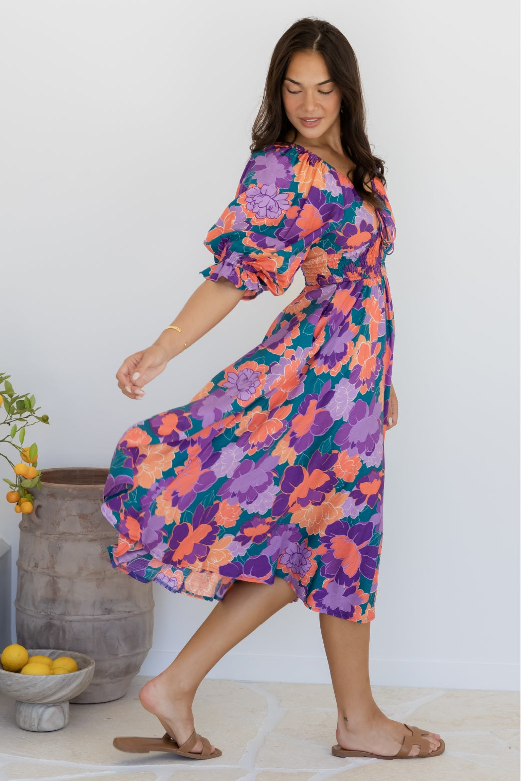 Jade Midi Dress Milan Floral Print