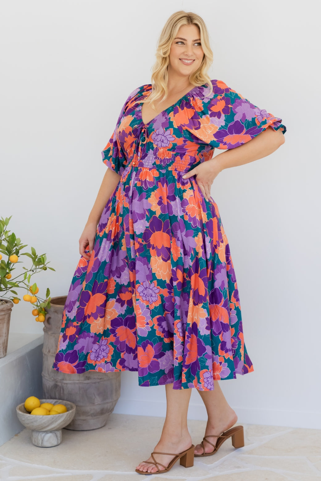 Jade Midi Dress Milan Floral Print