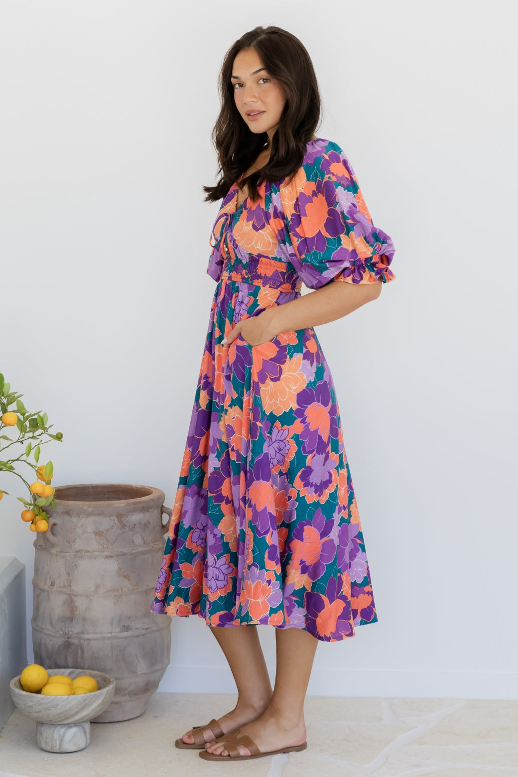 Jade Midi Dress Milan Floral Print