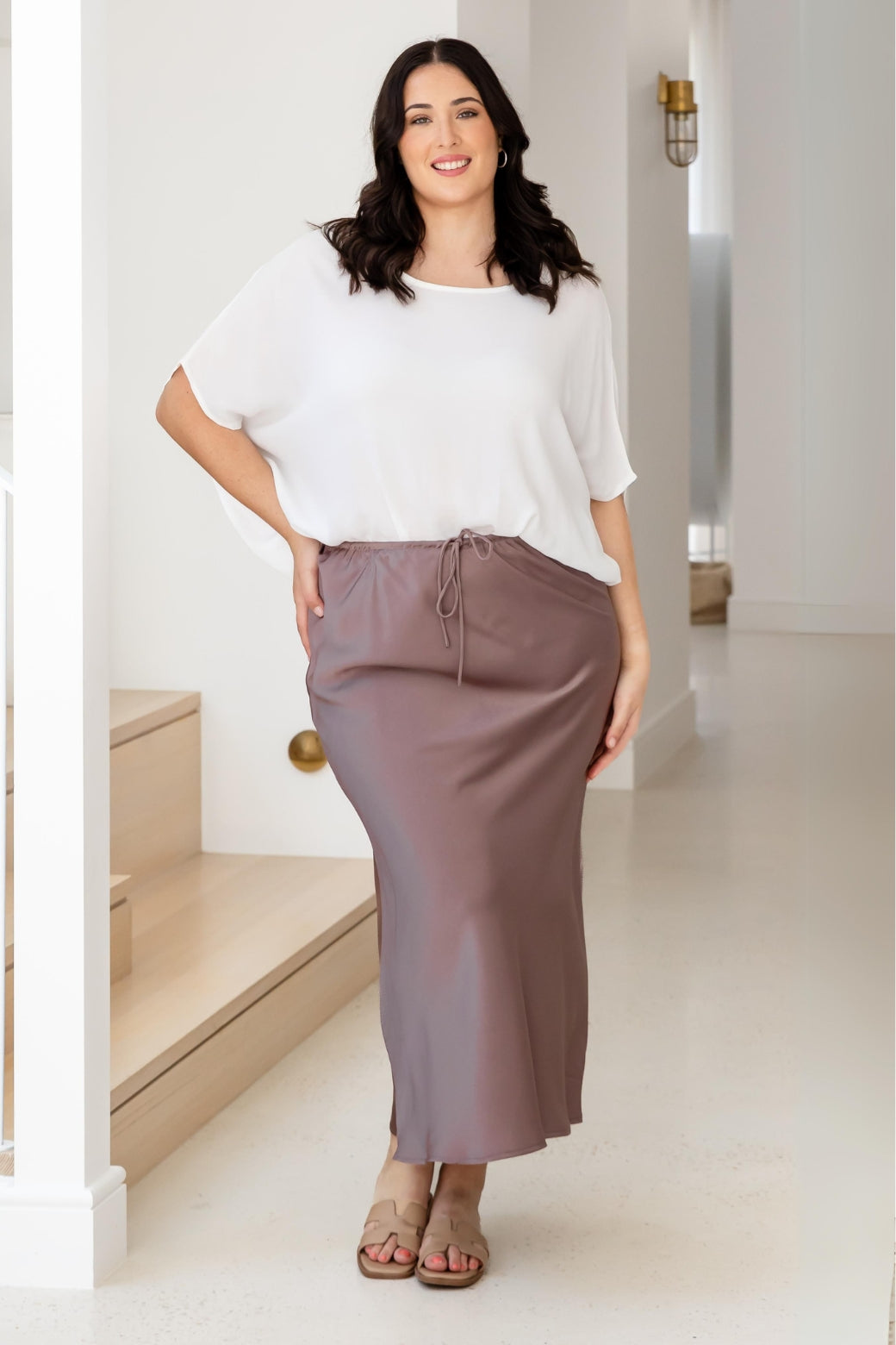 Lyla Bias Cut Maxi Skirt Mocha