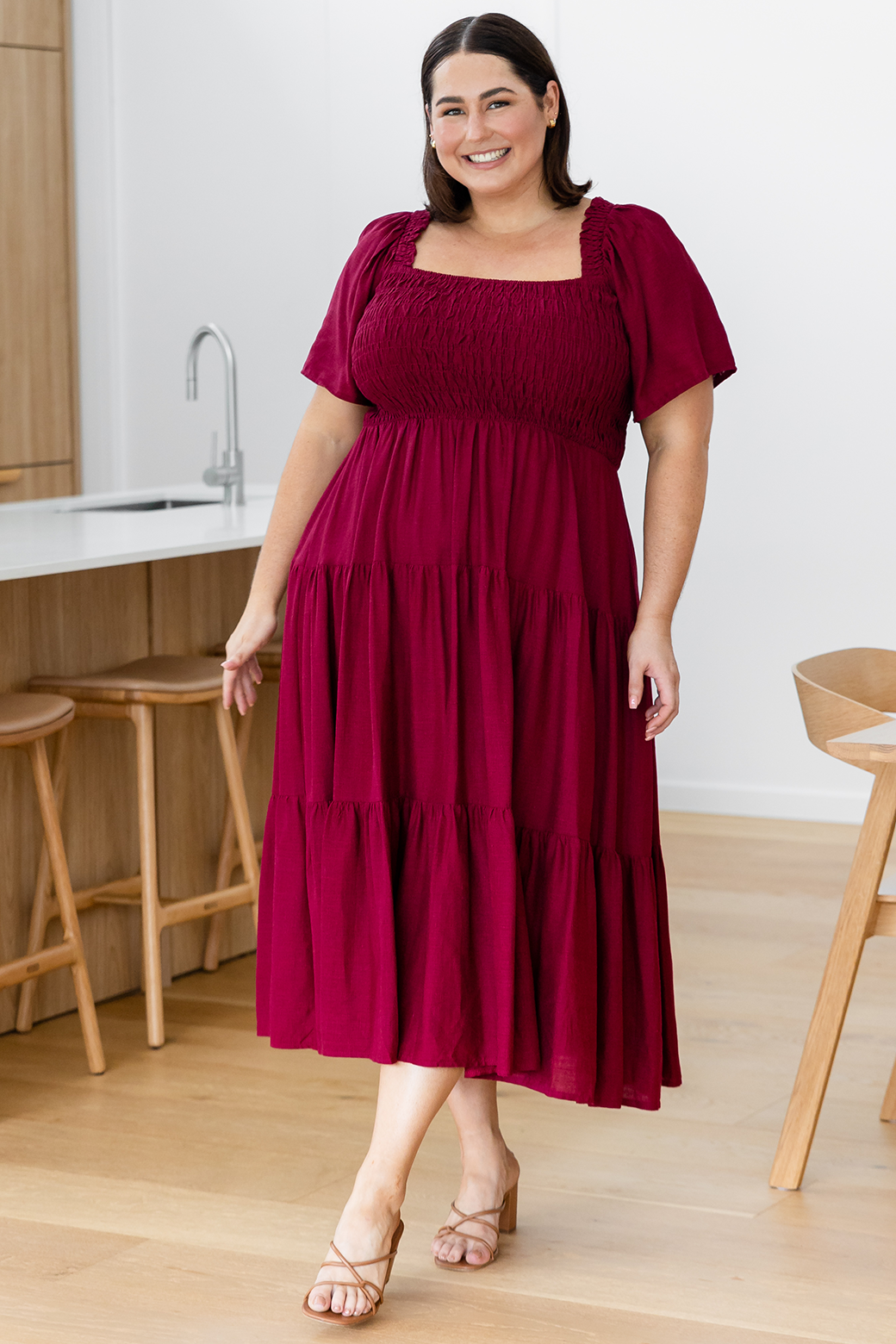 Monique Midi Dress Wine