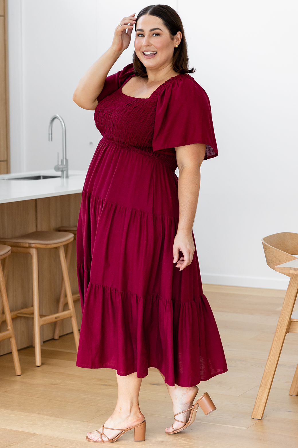 Monique Midi Dress Wine