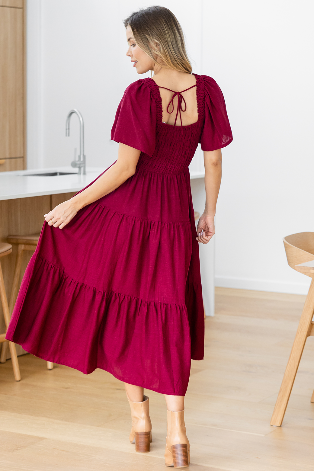 Monique Midi Dress Wine