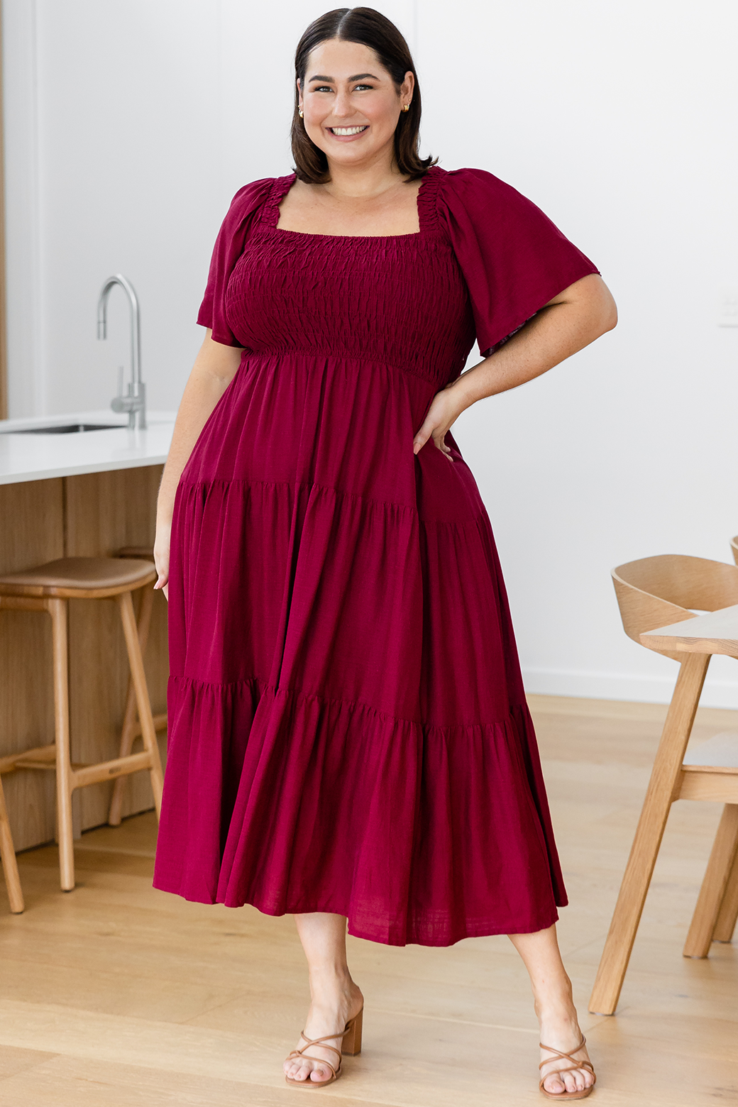 Monique Midi Dress Wine