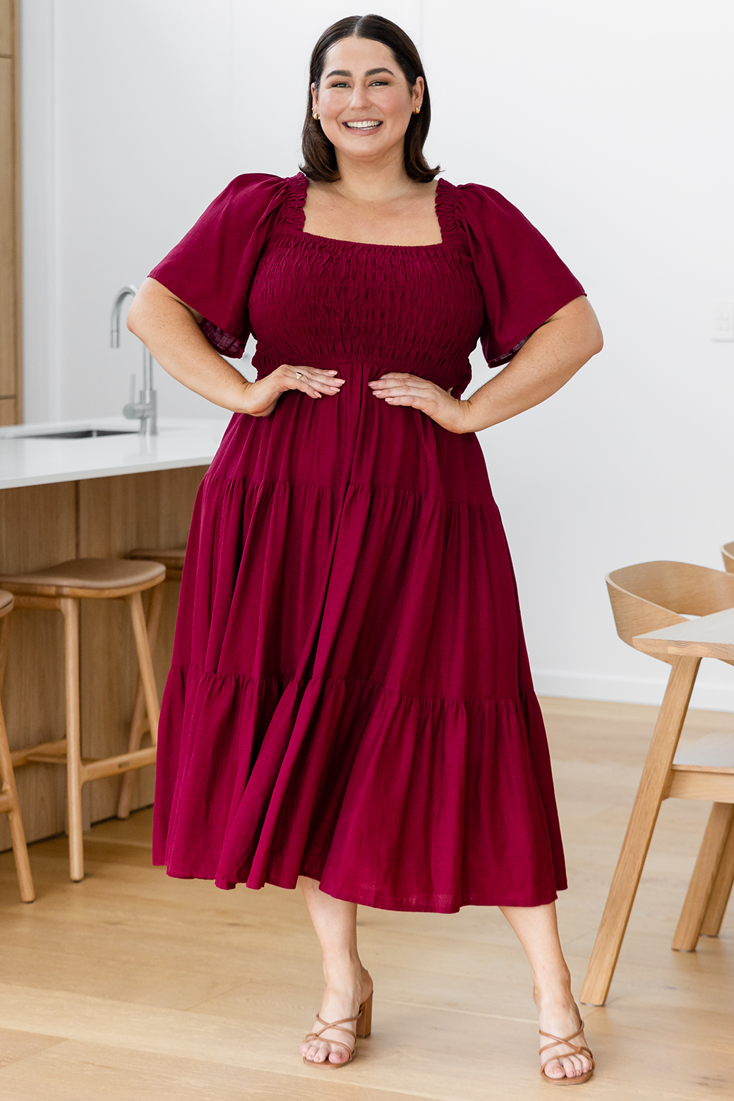 Monique Midi Dress Wine