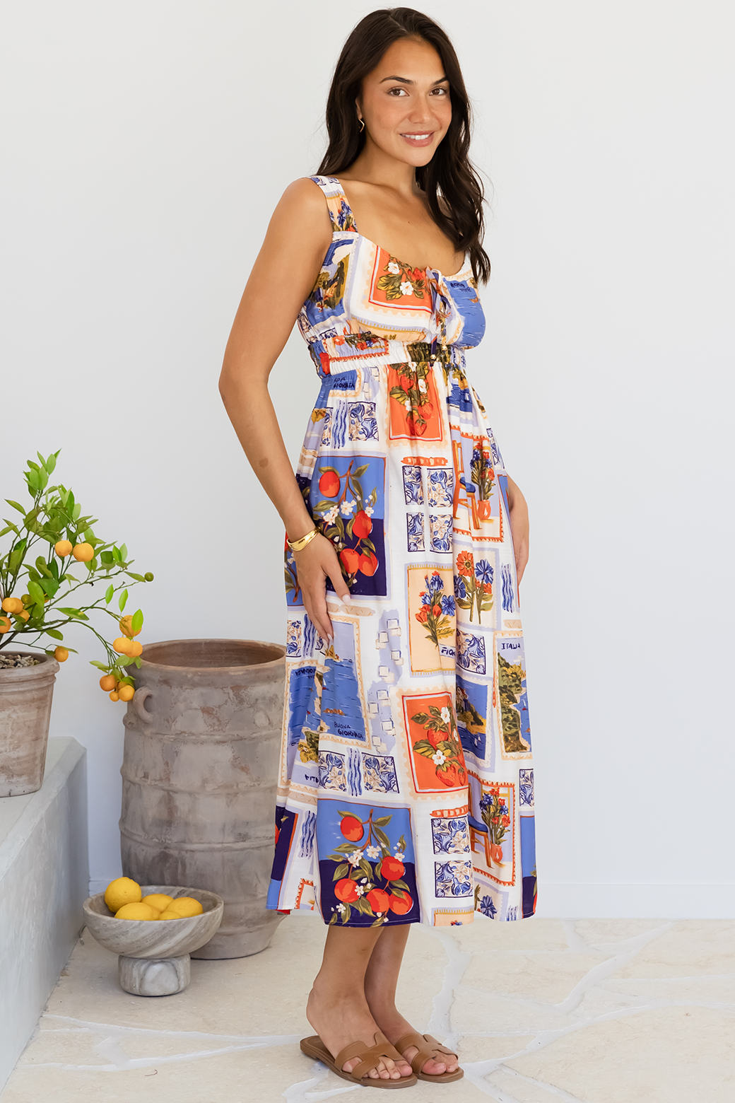 Montana Midi Bustier Dress Vacanza Print