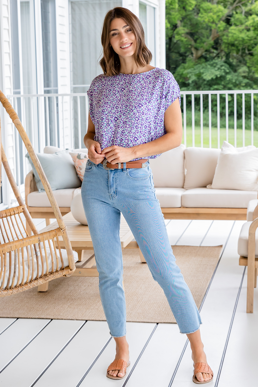 Naomi Top Purple Ditsy